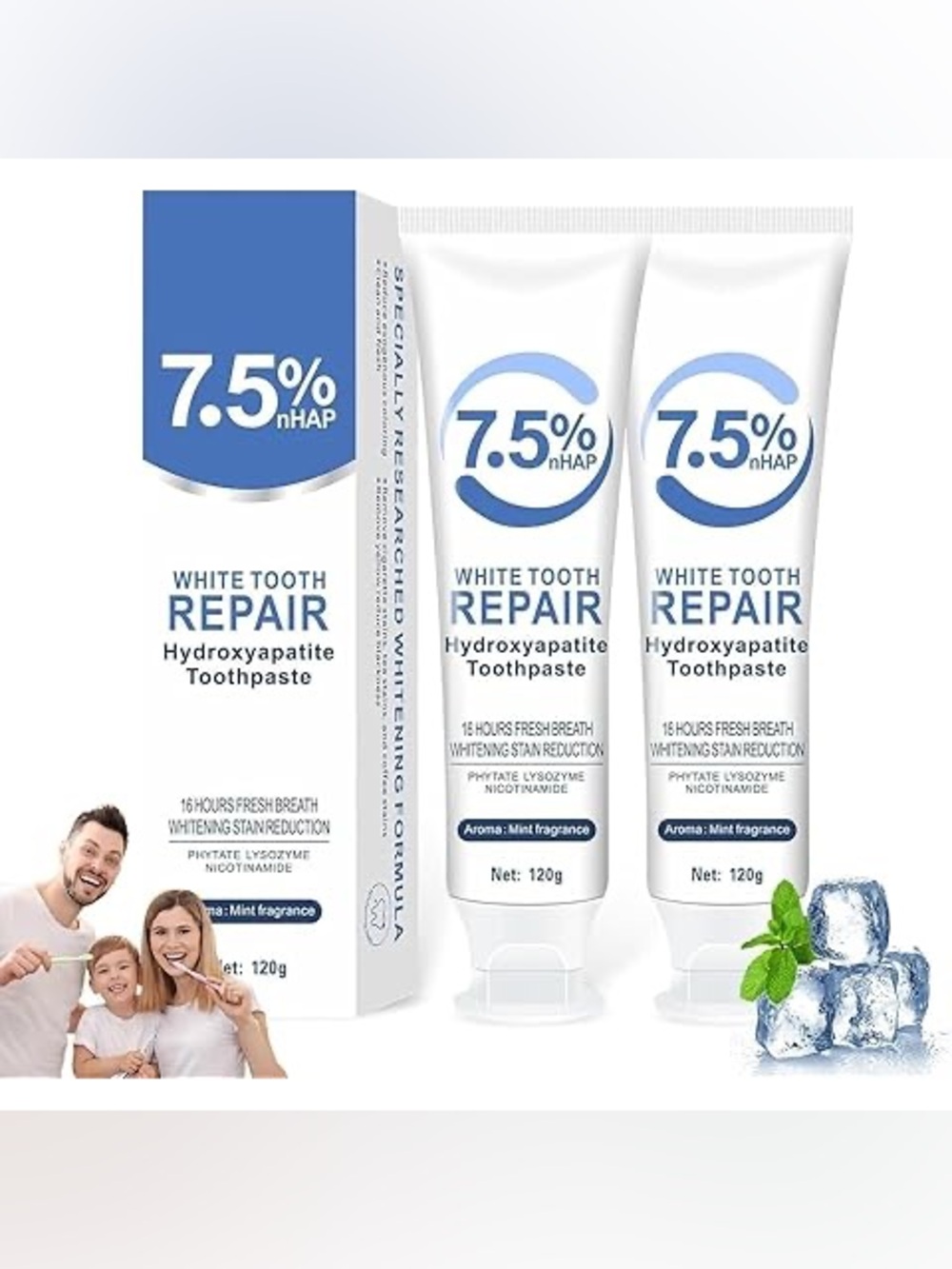 Croent White Tooth Repair 7.5% Hydroxyapatite Toothpaste -  Lot of 2-EXP2028/01